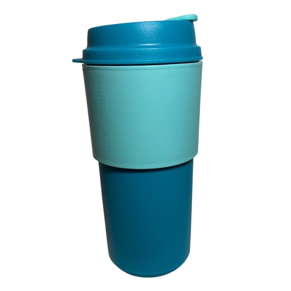 NEW TUPPERWARE 16oz ECO TO GO CUP Reusable Hot or Cold Beverages Blue Aqua